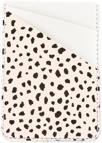 uCOLOR Phone Card Holder PU Leather Wallet Pocket Credit Card ID Case Pouch 3M Adhesive Sticker on iPhone Samsung Galaxy Android Smartphones (Almond Latte Polka Dot) in Saudi Arabia