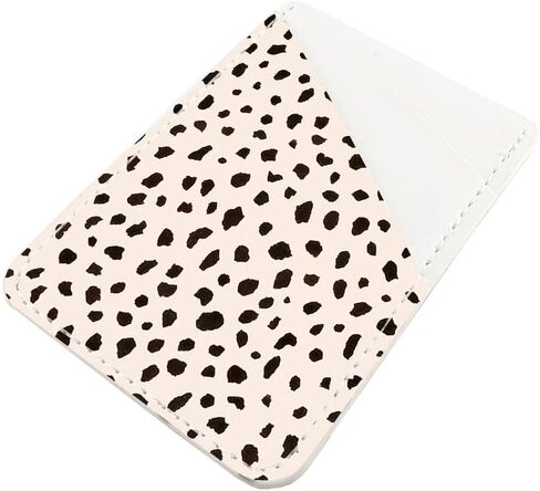 uCOLOR Phone Card Holder PU Leather Wallet Pocket Credit Card ID Case Pouch 3M Adhesive Sticker on iPhone Samsung Galaxy Android Smartphones (Almond Latte Polka Dot) in Saudi Arabia