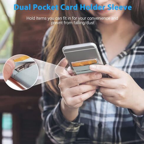 2 Pack Stick On Wallet Sleeve Cell Phone Pocket Card Holder Pocket Pouch for iPhone Android Smartphone (2 Pack BLACK) in Saudi Arabia