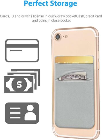 2 Pack Stick On Wallet Sleeve Cell Phone Pocket Card Holder Pocket Pouch for iPhone Android Smartphone (2 Pack BLACK) in Saudi Arabia