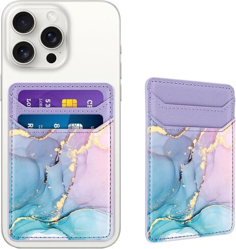 Yiyahu 2Pack حاملي بطاقات ذاتية اللصق لظهر الهاتف، جيوب محفظة جلدية للهاتف RFID لاصقة، حامل بطاقات الائتمان لحافظة الهاتف المتوافقة مع معظم الهواتف الذكية، ماندالا + عباد الشمس in Kuwait