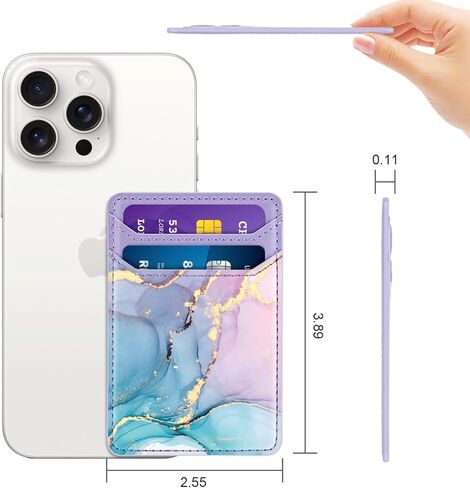 Yiyahu 2Pack حاملي بطاقات ذاتية اللصق لظهر الهاتف، جيوب محفظة جلدية للهاتف RFID لاصقة، حامل بطاقات الائتمان لحافظة الهاتف المتوافقة مع معظم الهواتف الذكية، ماندالا + عباد الشمس in Kuwait