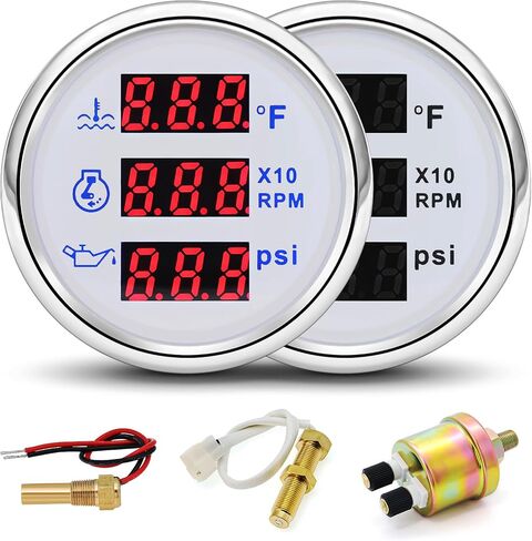 3in1 Triple Gauge Set (Oil Pressure Gauge + Fuel Gauge + Watertemp) 2" 53mm AUTO Gauge Kit Watertemp Sensor Oil Pressure Sender Fuel Sending Unit for Boat Marine Car Truck RV(Black) in Saudi Arabia