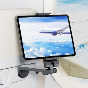 Airplane Tablet Holder Mount, Travel Essential Handsfree Tablet Stand for Flying with Multi-Directional 360 Degree Rotation, Compatible with iPad/Galaxy Tabs or Other 7-12" Tablets