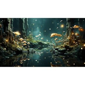 Fantasy Aquarium Background Rock Flowers Tranquil Water Scene Terrarium Backdrop Fantasy Lights Fish Tank Background Reptile Habitat Backdrop Aquarium Poster Wallpaper Decor Vinyl 48x24in