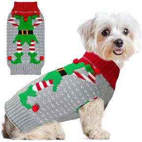Dog Ugly Christmas Sweater Black Elk Xmas Dog Cat Outfit New Year Holiday Costumes Puppy Cat Sweater with Leash Hole for Small Medium Large Dogs Girl Boy Turtleneck Winter Warm Pet Clothes