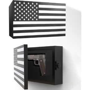 American Flag Gun Concealment Case, 19.7" x 11.8" x 4.9" American Flag Wall Hanging Concealed Gun Cabinet, Combination Lock All Iron Frame for Police Gift