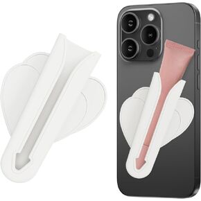 Lip Gloss Phone Case Holder, Heart Shape Silicone Lip Phone Holder Back Stick on Case for Most Phone Models (White)