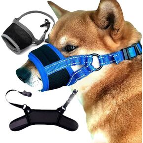 Dog Muzzle, Soft Muzzle for Medium Large Sized Dog to Anti and Prevent Biting Barking Chewing, Air Mesh Large No Barking Muzzle with Adjustable Strap (Green, S(Circumference:3.9''-5.5''in))