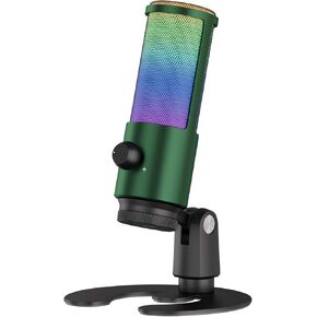 G-07 Gaming USB Microphone, Noise Canceling Condenser Microphone with Fade Colors, Control，Mute, Gain Control, Swivel Stand, for Streaming, Podcasting, YouTube, Discord, PC, Computers