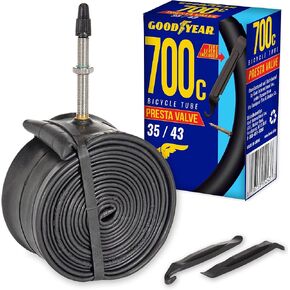 Goodyear 700c x 35/43 Presta Valve Tube, Black | 700c Bike Tube with Butyl Rubber | Dependable Mountain Bike Tube for Premium Cycling | 700c x 35/43