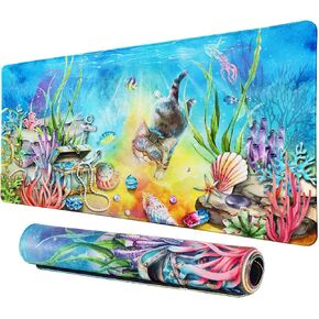 Lokigo Gaming Mouse Pad Sailboat, XXL Extended Large Mouse Mat Desk Decor Waterproof Keyboard Mat with Non-Slip Rubber Base & Stitched Edges for Game Laptop Home Office, 31.5"x15.7"x0.12", Black