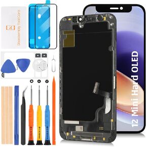 شاشة OLED صلبة لهاتف iPhone 12 Mini LCD بديلة 5.4 بوصة [OLED صلبة، غير داخلية] شاشة LCD تعمل باللمس مجموعة شاشة رقمية A2399 A2176 A2398 A2400 A2399 مع أدوات إصلاح