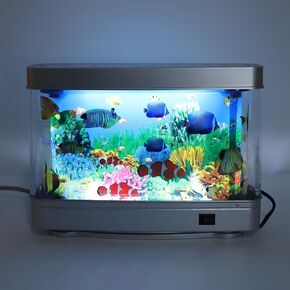 Aquarium Mood Lamp Night Light with LED Lights and Moving Background, Fake Artificial Aquarium Lamp Fake Fish Aquarium Decorative Lamp, Mock Fish Lamp for Desk, Living Room,
