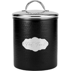 Amici Pet Cavalier Metal Canister Treats Jar, 118 Fluid Ounces, Black and Silver