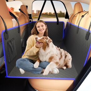 Dog Car Seat Cover for Back Seat, Back Seat Extender for Large Dogs with Hard Bottom Dog Hammock for Cars SUVs and Trucks Waterproof Car Seat Protector up to 400 lbs