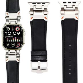 Factory price Original Apple Sweatproof leather and Silicone Hybrid Apple Watch Bands 42mm 44mm 45mm 46mm 49mm Men ,Designed by Renowned Italian Designer Matteo,Robust Flexible Metal Connectors, Apple Genuine Leather Strap for iWatch Ultra 2/1 Series 10 9