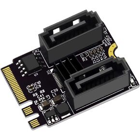 youyeetoo X1 M.2 A+E Key to SATA 3 .0 Adapter, 2 Port -JMB582, WiFi CNVio Port, PCIE 3.0, M.2 2230, No Driver Required, for Windows Linux NAS PVE EXSI 3.5" 2.5" HDD SSD