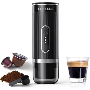 Portable Espresso Machine, Car Coffee Maker Self-Heating with Type-C, Compatible with Ground Coffee & Capsule for Travel, RV, Hiking, Camping, Office