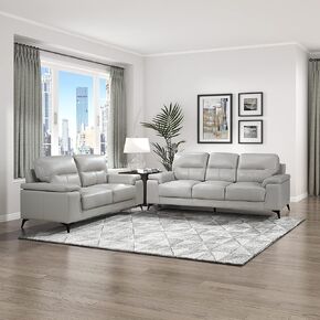 Lexicon Danica Top Grain Leather Sofa, Dark Gray