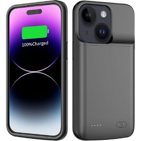 Battery Case for iPhone 14/13 (6.1 inch) Upgraded 7000mAh Slim Portable Protective Charger Case Rechargeable Extended Battery Charging Case Compatible with iPhone 14/13 Black