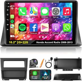 ستيريو سيارة أندرويد 10.2 بوصة لسيارة Honda Accord 2008-2013 مع CarPlay&Android Auto، شاشة لمس عالية الدقة Bluetooth5.2 راديو يدعم GPS/WiFi/راديو FM/SWC+HD كاميرا احتياطية/MIC/DSP in Kuwait