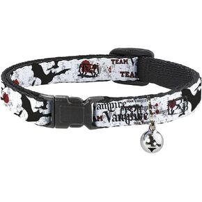 Buckle-Down Cat Collar Breakaway Team Vampire 8 to 12 Inches 0.5 Inch Wide