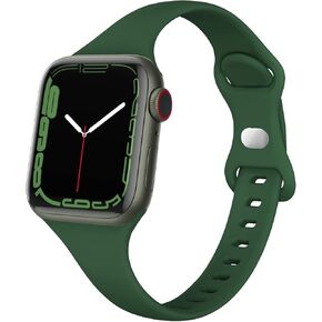 Compatible with Apple Watch Bands 41mm 38mm 40mm 42mm 44mm 45mm 49mm, Soft Sport Silicone Slim Thin Small Replacement Wristband for iWatch Ultra Series 9 8 7 6 5 4 3 2 1 SE Sport Edition Women Men in Kuwait
