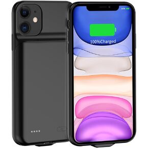 Battery Case for iPhone 11 6.1inch, 7000mAh Li-ion 0 Cycle Internal New Upgrade High Capacity Rechargeable Portable Charging Case Extended Battery Pack Black