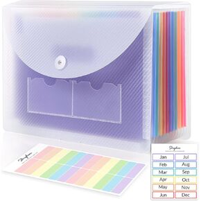 SKYDUE Accordion File Organizer, 13 Pockets File Folders, Portable Expanding File Folder, Plastic Bill Receipt Organizer, Home School Office Supplies, Letter Size, Purple