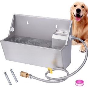 Automatic Dog Waterer Auto Fill Dog Water Bowl Dispenser 2.1 Gal Outdoor Livestock Water Trough Drinking Feeder for Large Breed Dogs Horse Chicken Poultry Farm Animal