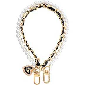 Lusofie Phone Wrist Strap Beaded Pearls Phone Charms Strap Double Chain Phone Wristlet Pearl Bow Wrist Strap for Phone Case Anti Theft Phone Strap