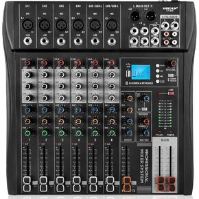 8 Channel Professional audio mixer,Audio Mixer,DJ Mixers with 48V Phantom Power,USB recording,3-Band EQ Output,with MP3 Player+Bluetooth U disk for Streaming Karaoke Party Recording(CT80S)