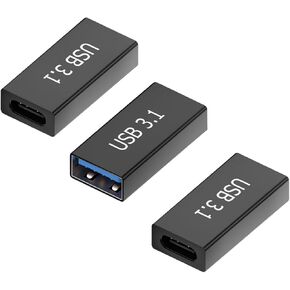 USB 3.0 Female to USB C Female Adapter Connector,USB C Female to USB A Female Adapter Converter Coupler Extension Extender for MacBook Pro/Air, iPad Pro 2020 2018 Air 4, S20 S10 Note 20 10, Black