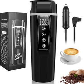 Car Electric Kettle,Electric Heated Travel Mug,400ml Portable Water Boiler Heated Mug,40-100℃ Temperature Adjustable,Car Coffee Warmer Car Heating Cup
