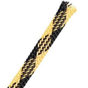 uxcell Polyethylene Terephthalate Expandable Cord Protector, 6.5Ft-6mm Wire Loom Cable Sleeve Black and Yellow