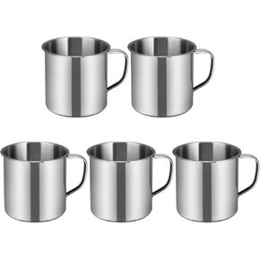Kichvoe 5Pcs Coffee Tumbler Stainless Steel Coffee Mugs Metal Camping Cup Water Cup, Small Tea Cup with Handle, Travel Tumbler Cup for Hiking Picnic Backpacking Kindergarten Home Travel Mug, 7.5X7CM