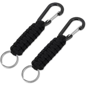 Carabiner Keychain, 2 Pcs Small Paracord Keychain Aluminum Military Braided Key Chain D Ring Lanyard Clip Heavy Duty Key Ring Hanger Hook for Outdoor Camping Travel