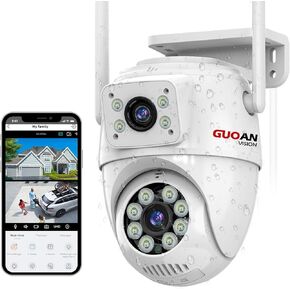 Security Camera Outdoor, 2Pack 6MP Dual Lens Wireless WiFi IP Wired Outdoor Camera Home Security, IP66 Waterproof, Motion Detection, 2 Ways Talk, 3 Night Vision, SD/Cloud