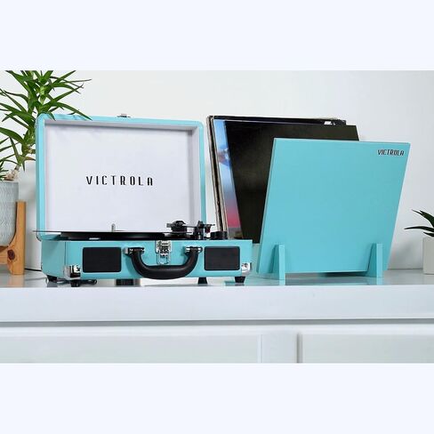 Victrola Vintage 3-Speed Bluetooth Portable Suitcase Record Player with Built-in Speakers | Upgraded Turntable Audio Sound| Includes Extra Stylus | Light Gray in Saudi Arabia