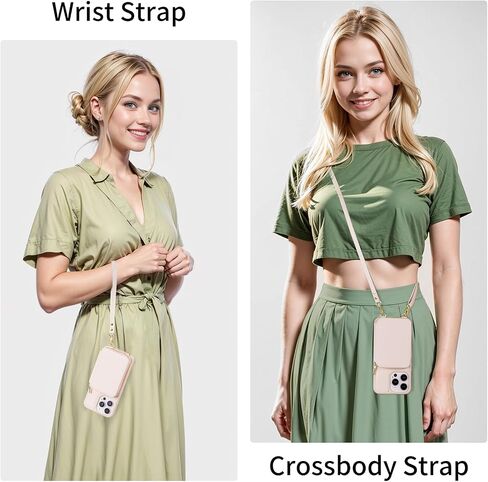 for iPhone 16 Pro Max Wallet Case with Credit Card Holder, Zipper Leather Crossbody Case with Wrist Strap Lanyard for Women Compatible with iPhone 16 Pro Max 6.9" 2024 - Beige in Kuwait