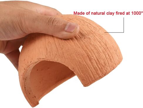 Flushbay الزواحف يختبئ كوخ بقعة الكهف مخبأ البيت جوز الهند الطين الطبيعي جلود الزواحف وكهف ليوبارد أبو بريص التنين الملتحي الأفعى السحلية البرمائيات مخبأ تررم ديكور الموائل in Kuwait