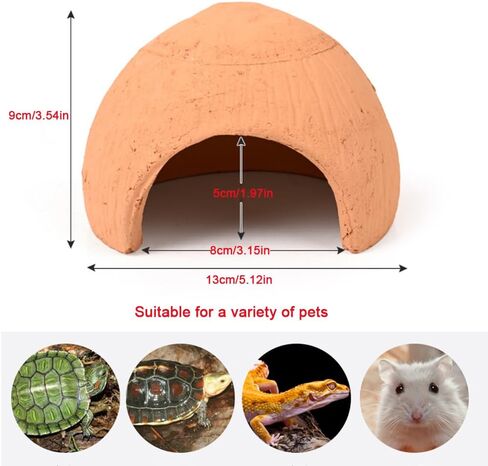 Flushbay الزواحف يختبئ كوخ بقعة الكهف مخبأ البيت جوز الهند الطين الطبيعي جلود الزواحف وكهف ليوبارد أبو بريص التنين الملتحي الأفعى السحلية البرمائيات مخبأ تررم ديكور الموائل in Kuwait