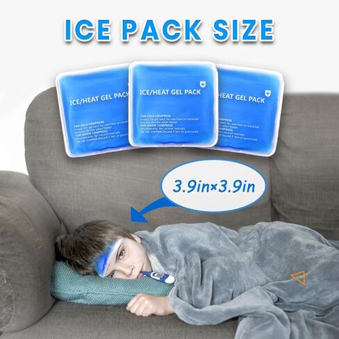 Gel Ice Packs, Multipurpose Hot and Cold Compress Gel Ice Packs, Long-Lasting Cooling Cold Packs for Injuries and Hot Weather, Reusable, Ideal for Pain Relief (Pack of 3 - Blue Combination) in Saudi Arabia