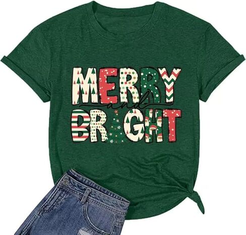 Merry Christmas Shirts for Women Funny Snowflake Graphic Print Holiday T Shirt Winter Casual Short Sleeve Xmas Tee Tops in Kuwait