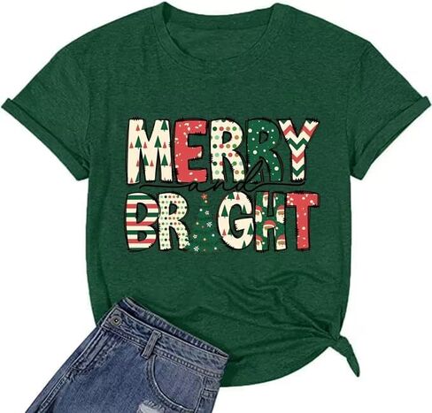 Merry Christmas Shirts for Women Funny Snowflake Graphic Print Holiday T Shirt Winter Casual Short Sleeve Xmas Tee Tops in Kuwait
