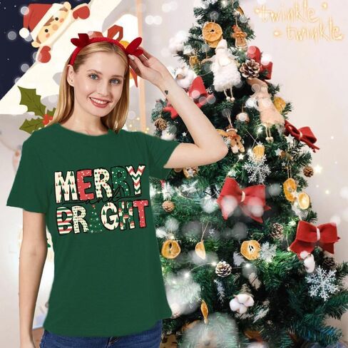 Merry Christmas Shirts for Women Funny Snowflake Graphic Print Holiday T Shirt Winter Casual Short Sleeve Xmas Tee Tops in Kuwait