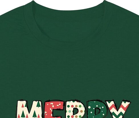 Merry Christmas Shirts for Women Funny Snowflake Graphic Print Holiday T Shirt Winter Casual Short Sleeve Xmas Tee Tops in Kuwait