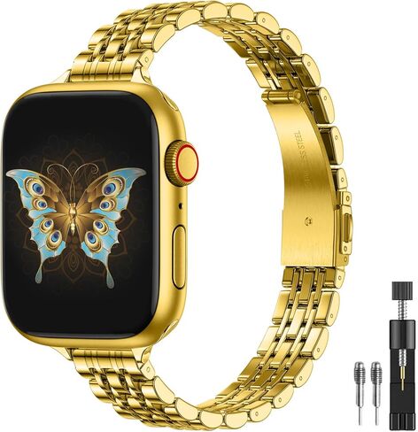سوار رفيع من الفولاذ المقاوم للصدأ متوافق مع أحزمة ساعة Apple للنساء، بديل نحيف أنيق وقابل للتعديل ومريح 44 مم 45 مم 42 مم 49 مم لسلسلة iWatch Ultra 10 (46 مم) 9 8 7 6 5 4 3 2 1 SE in Saudi Arabia