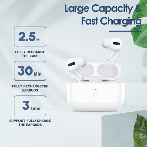 حافظة شحن لاسلكية متوافقة مع Air Pods Pro 2، منفذ شحن من النوع C بقدرة 600 مللي أمبير في الساعة بديل لشاحن البطارية المدمج مع زر مزامنة الاقتران بدون سماعات أذن، أبيض in Saudi Arabia